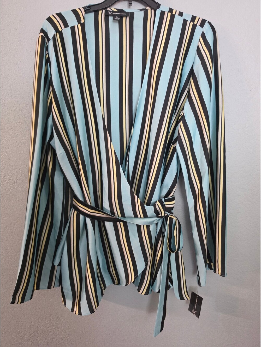 INC International Concepts Women's Striped Wrap Blouse XL